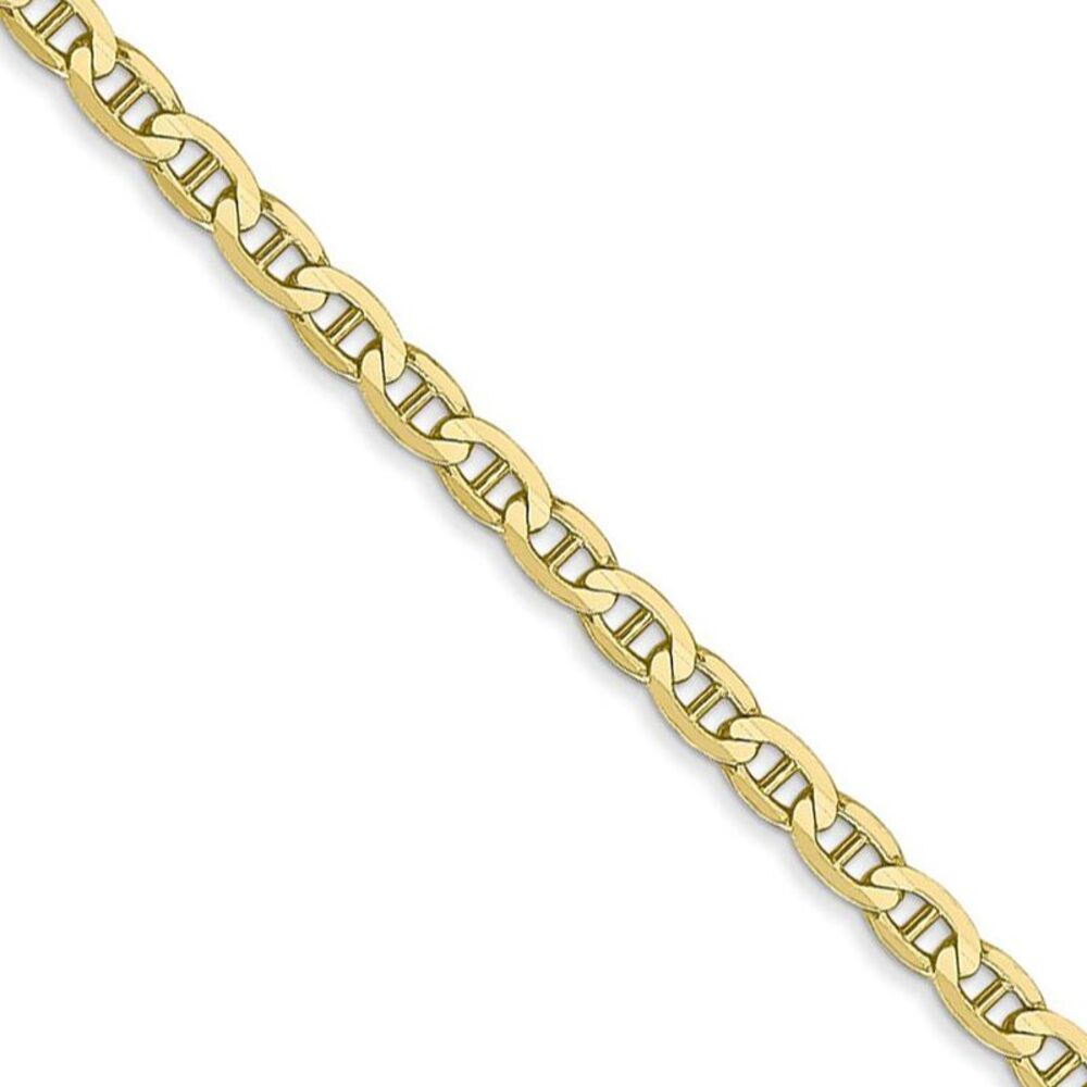 3mm 10k Yellow Gold Solid Concave Anchor Chain Bracelet, 8 Inch